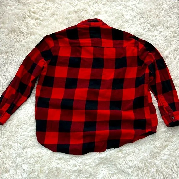 Old Navy Boyfriend Flannel Shirt - Black/Red - Picture 3 of 3
